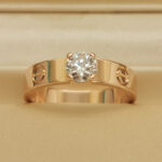 Cartier Love ring 18k rose gold solitaire damond, 50 - Image 3