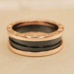 Bvlgari B.zero1 ring two-band 18k rose gold black ceramic, 64 - Image 10