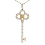 Tiffany Key necklace platinum diamond, yellow diamond