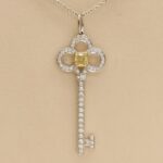 Tiffany Key necklace platinum diamond, yellow diamond - Image 3