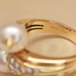 Vintage Bvlgari ring 18k yellow gold pearl diamond, 50 - Image 7
