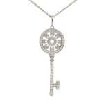 Tiffany & Co. Key medium Platinum, white gold chain, diamond