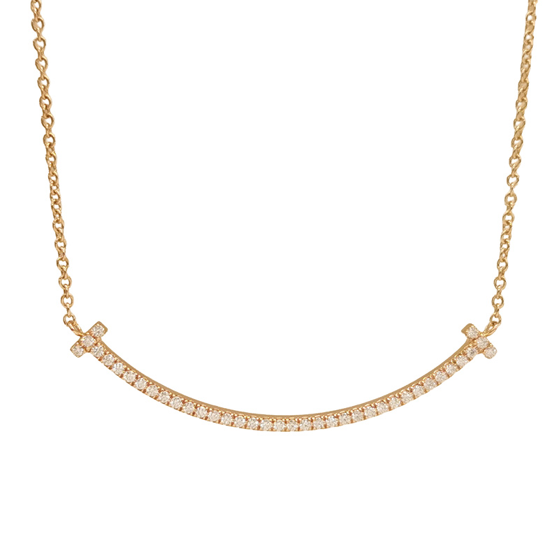 105568 Tiffany & Co. T Smile pendant small 18k rose gold diamond - Image 1