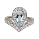 Chaumet Joséphine Aigrette ring white gold diam aquamarine,48