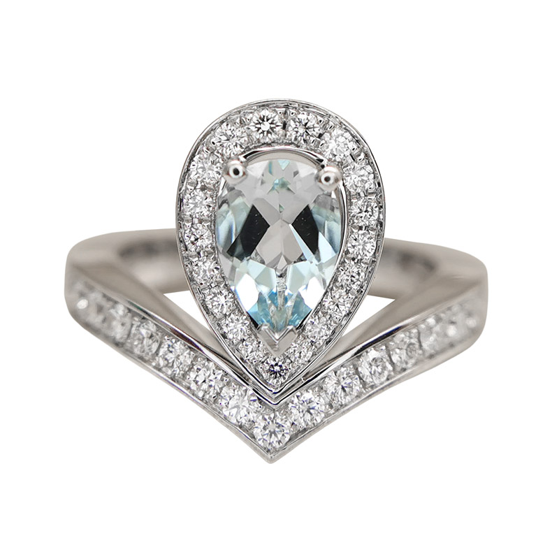 105571 Chaumet Joséphine Aigrette ring white gold diam aquamarine,48 - Image 1