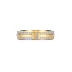 Tiffany T ring narrow pavé diamond 18k yellow gold, 4.5mm wide, 54